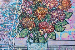 Roses With Lace Curtain